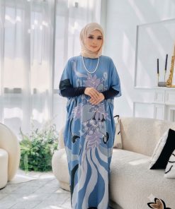 KAFTAN PENDEK FLORAL LIGHT BLUE K02