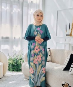 KAFTAN PENDEK FLORAL JUNGLE GREEN K03