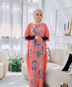KAFTAN PENDEK FLORAL LIGHT PEACH K07