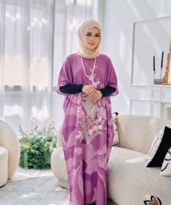 KAFTAN PENDEK FLORAL LIGHT PURPLE K06