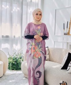 KAFTAN PENDEK FLORAL LILAC K18