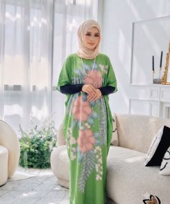 KAFTAN PENDEK FLORAL PASTEL GREEN K12