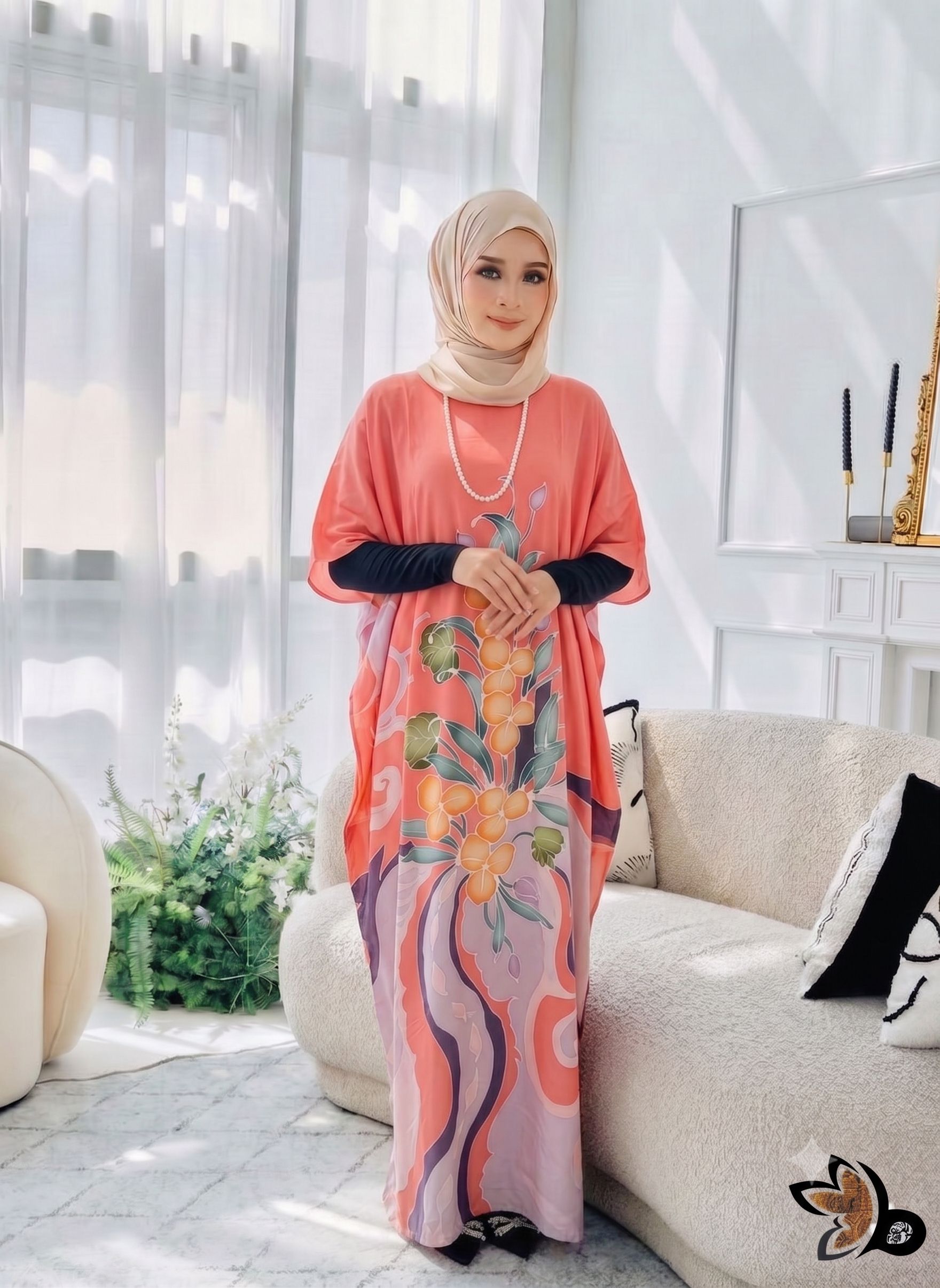 KAFTAN PENDEK FLORAL PUMPKIN K25