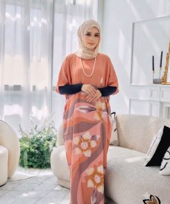 KAFTAN PENDEK FLORAL SALMON K16