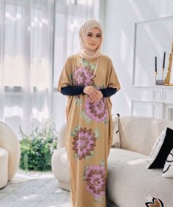 KAFTAN PENDEK FLORAL SAND BEIGE K26