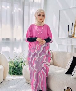 KAFTAN PENDEK FLORAL TAFFY PINK K14