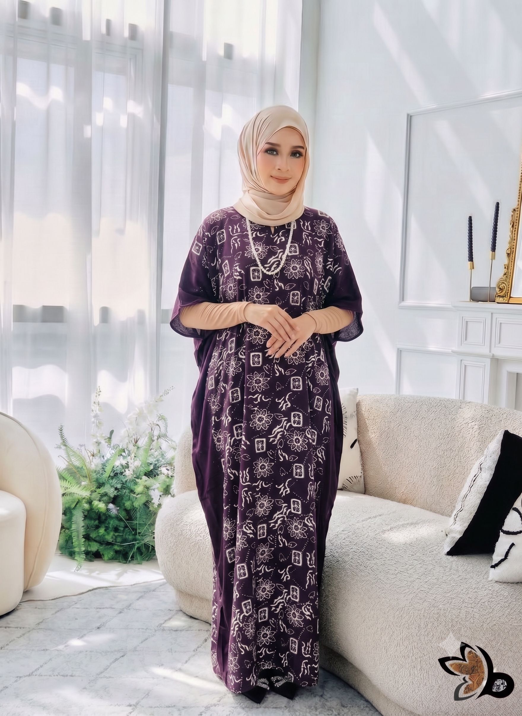 KAFTAN PENDEK MANIS BLACKBERRY PURPLE A23