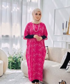 KAFTAN PENDEK RIBBON HOT PINK A12