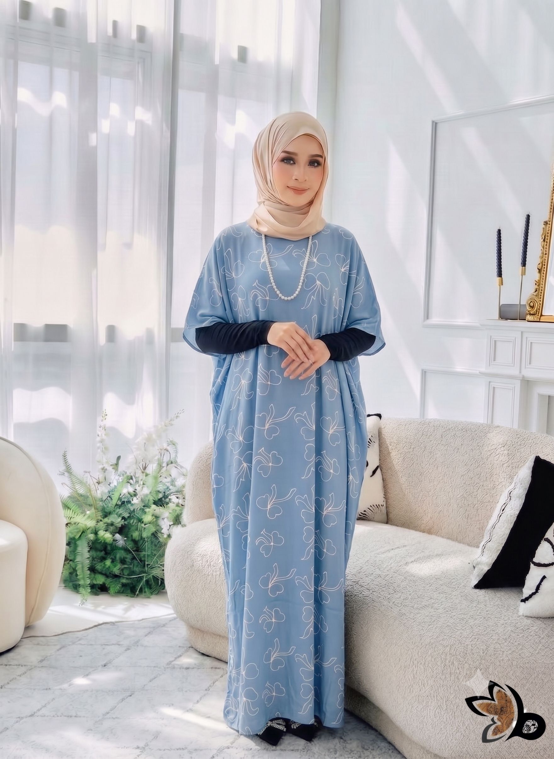 KAFTAN PENDEK RIBBON LIGHT BLUE A04