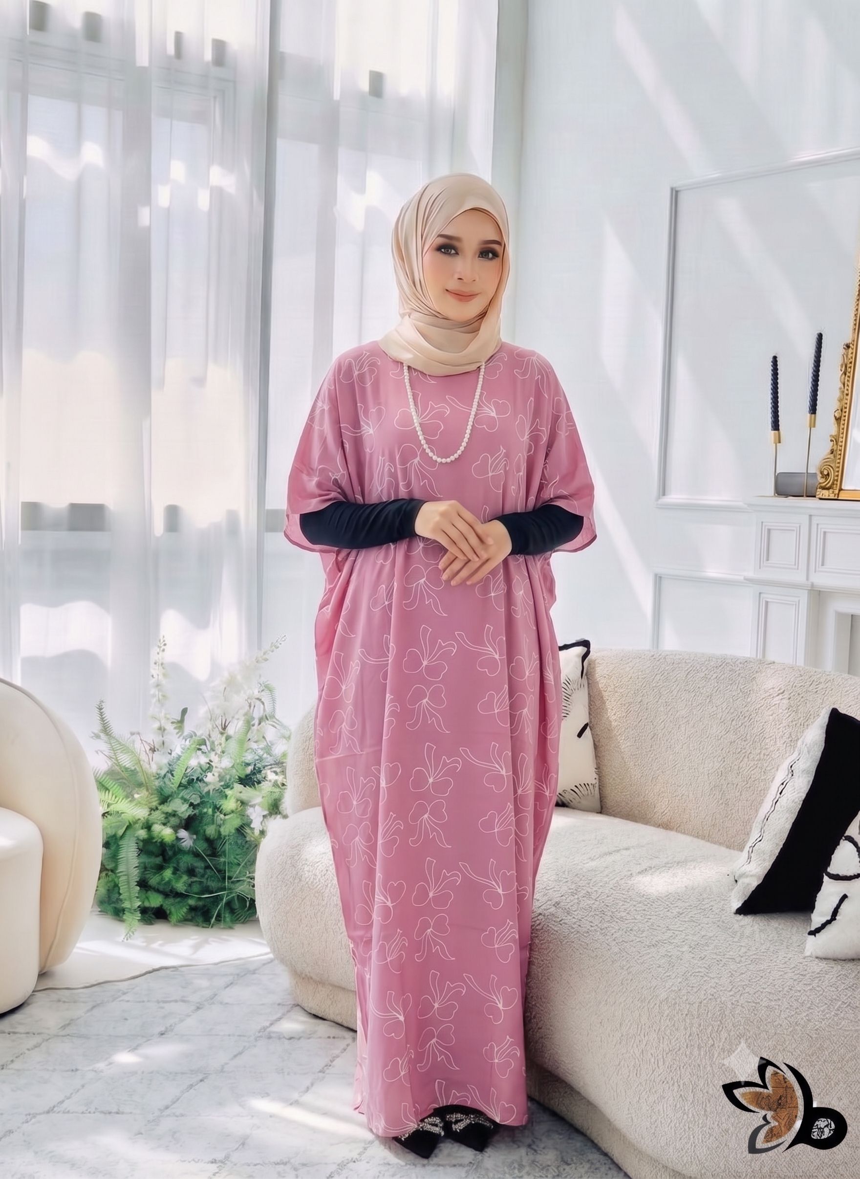 KAFTAN PENDEK RIBBON MAUVE A16