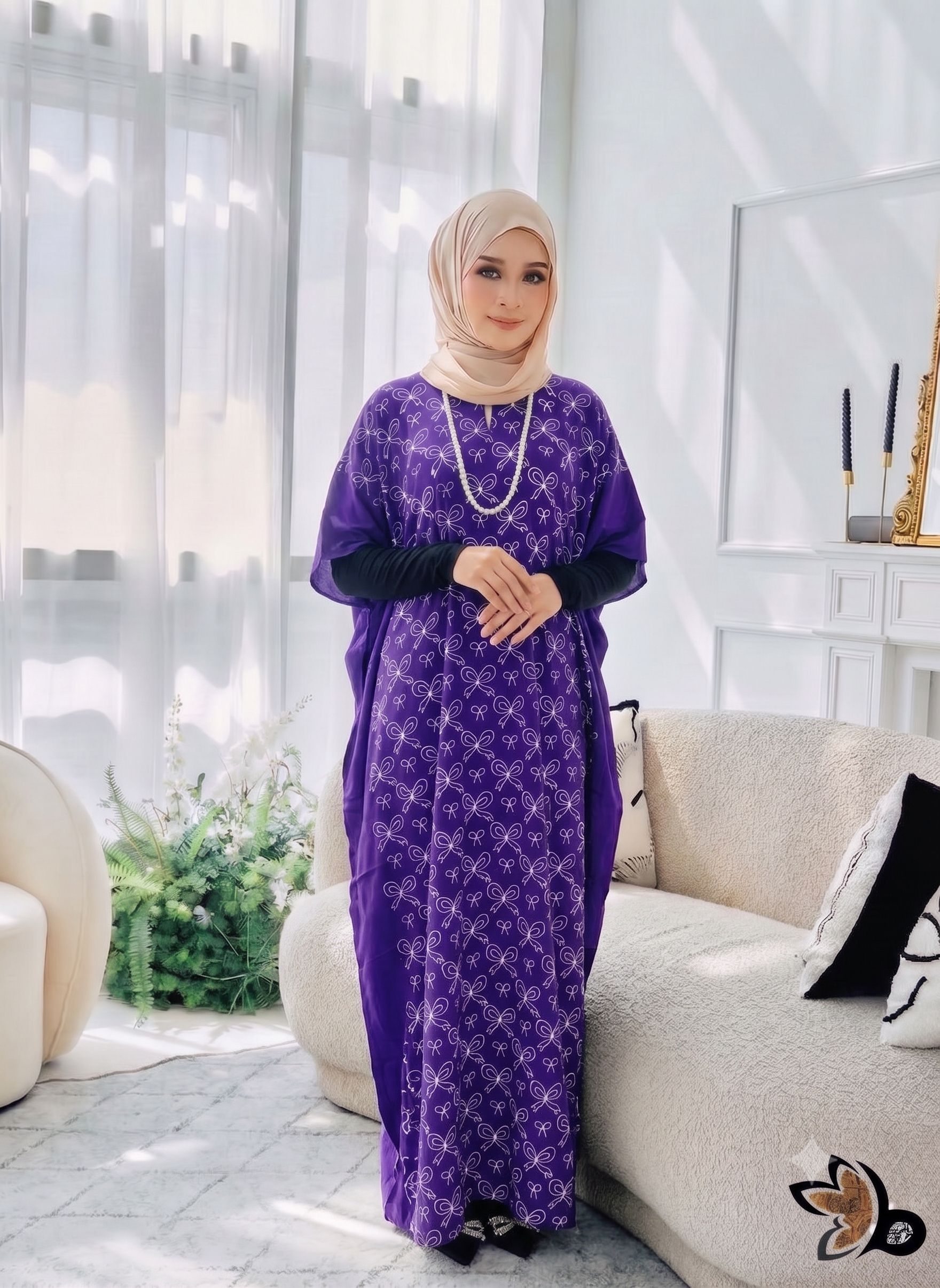 KAFTAN PENDEK RIBBON ROYAL PLUM A20