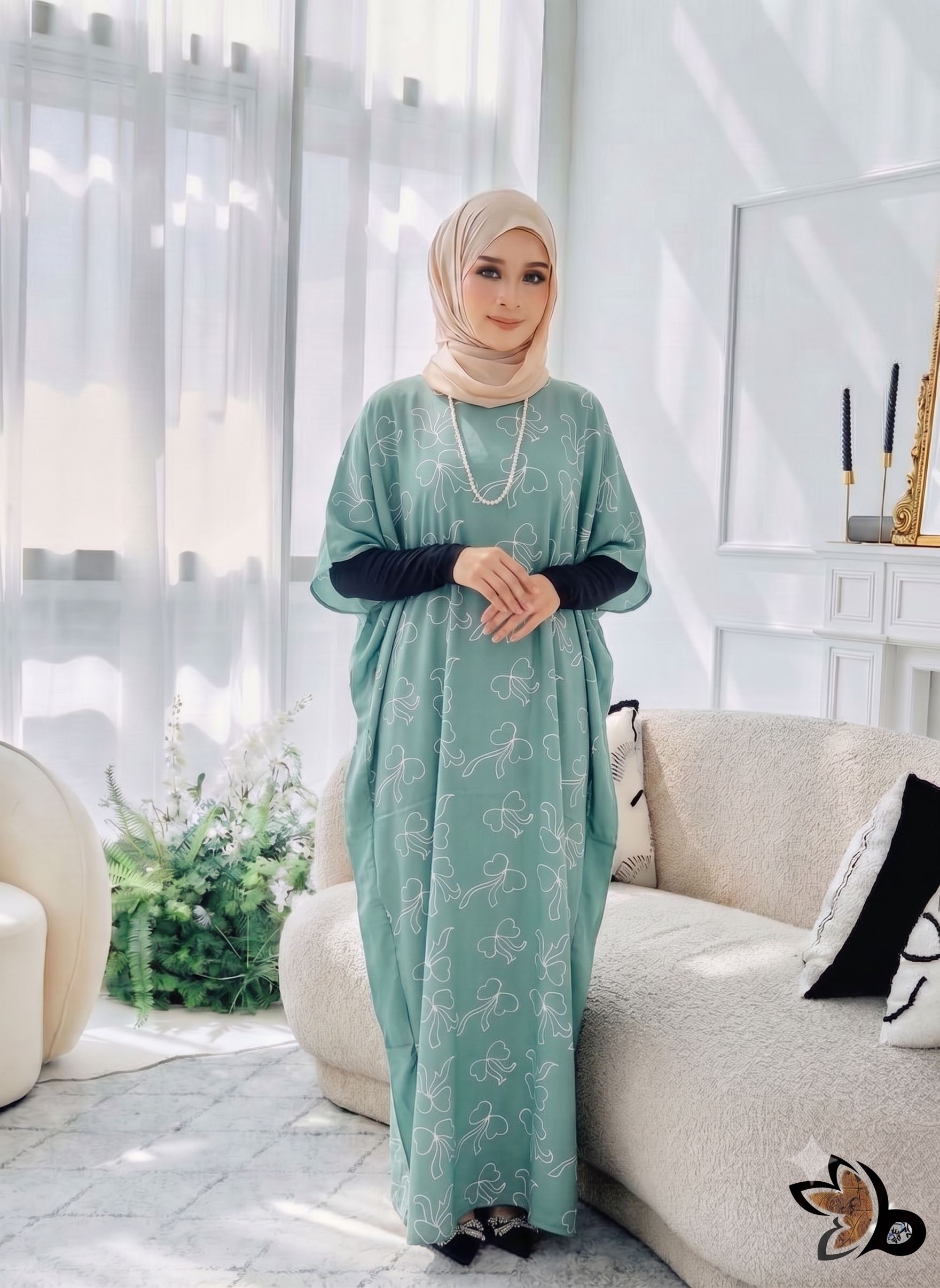 KAFTAN PENDEK RIBBON TURQUOISE A06