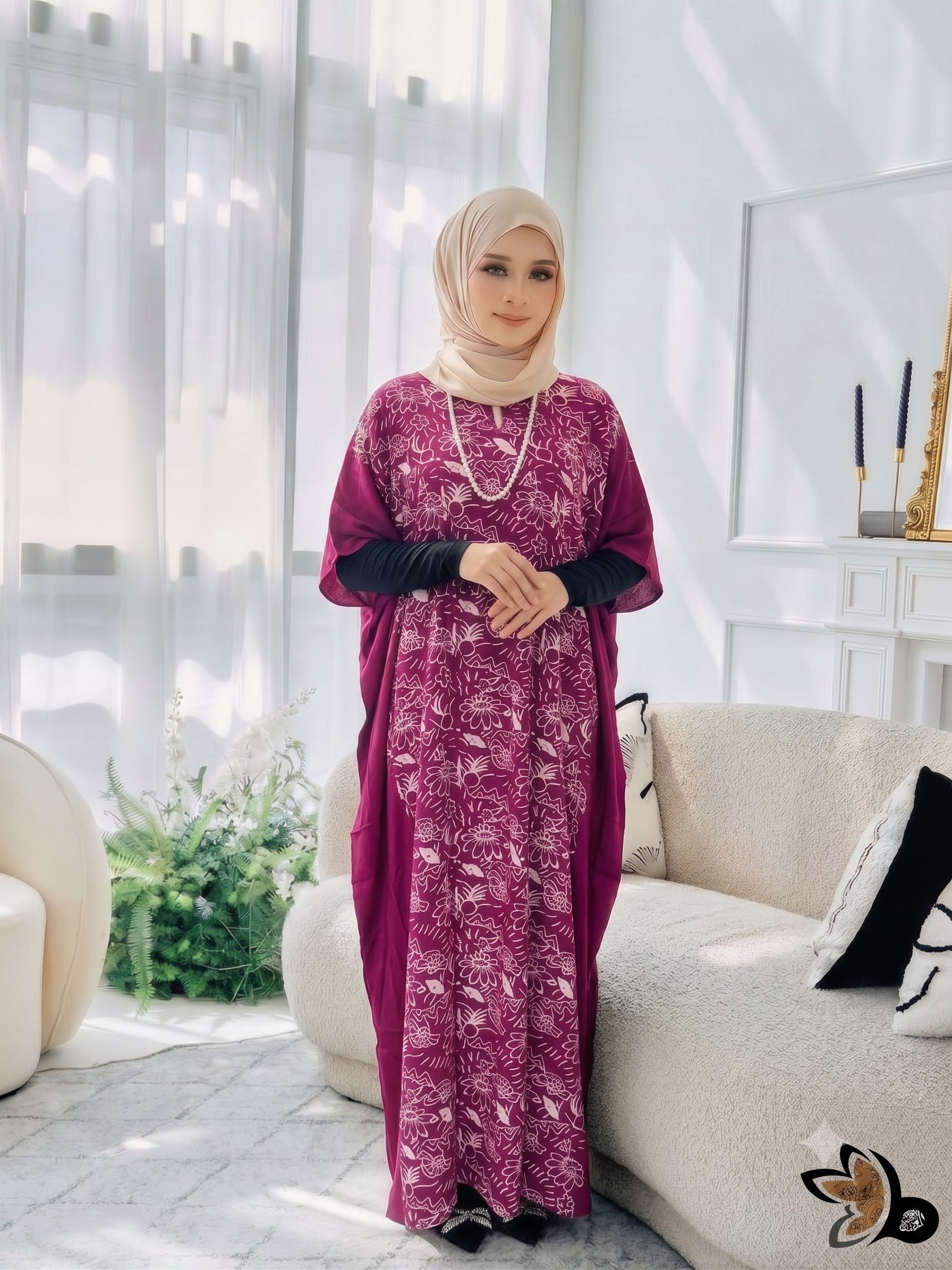 KAFTAN PENDEK TULIP MAGENTA C25