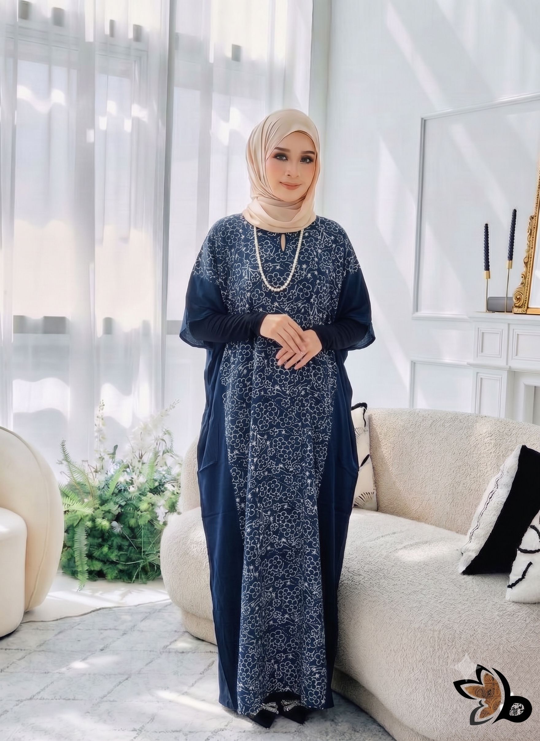 KAFTAN PENDEK TULIP NAVY BLUE B19