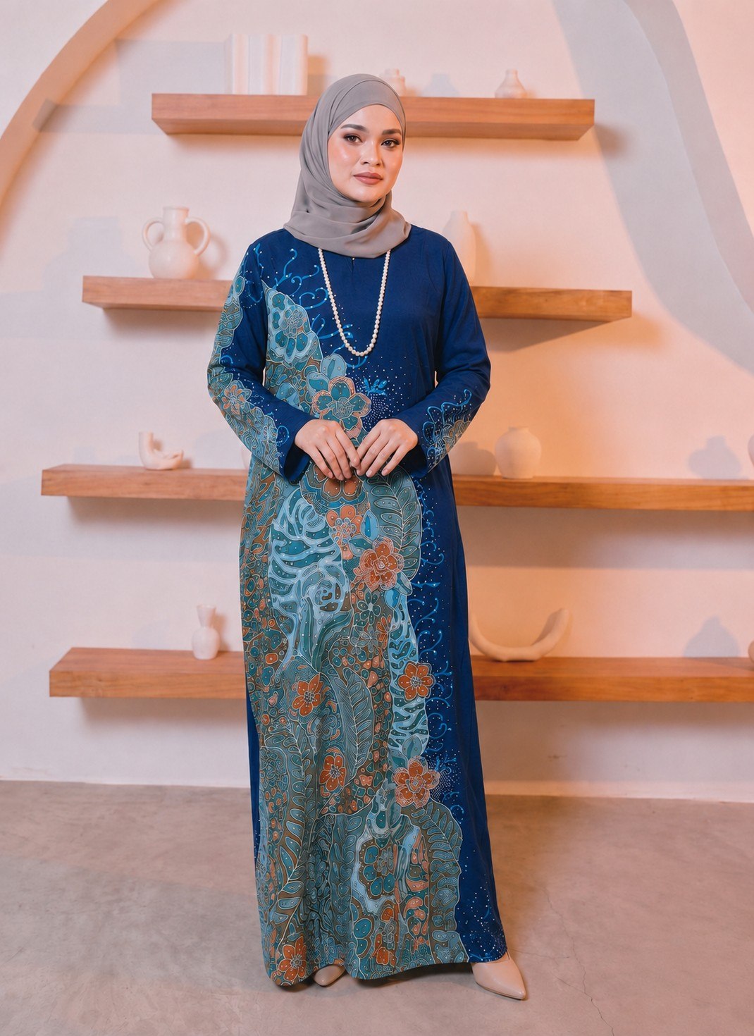 KAFTAN PANJANG A5083 (NAVY BLUE)