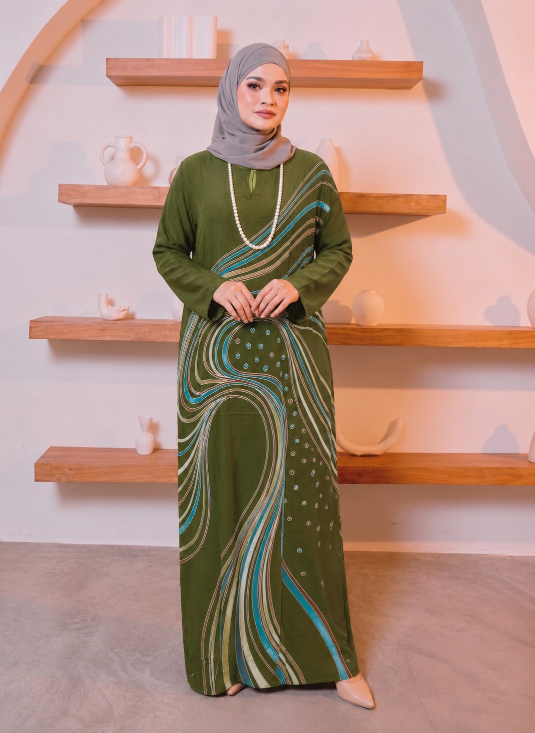 KAFTAN PANJANG A5117 (OLIVE GREEN)