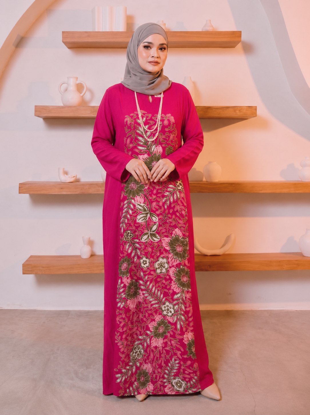 KAFTAN PANJANG A5108 (HOT PINK)