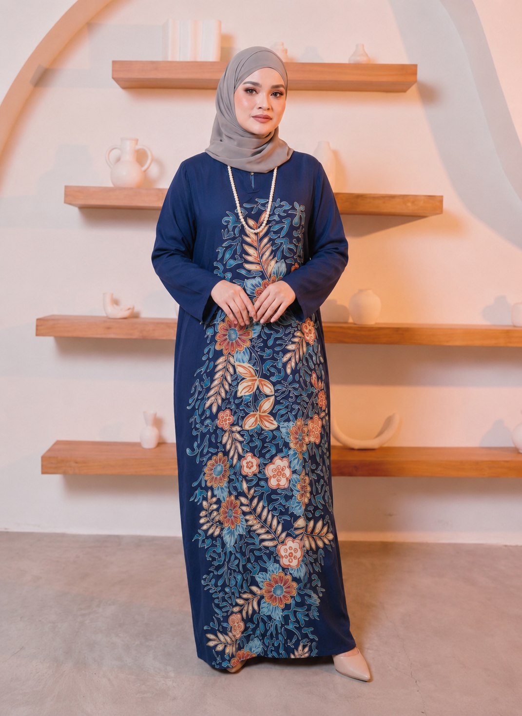 KAFTAN PANJANG A5108 (NAVY BLUE)