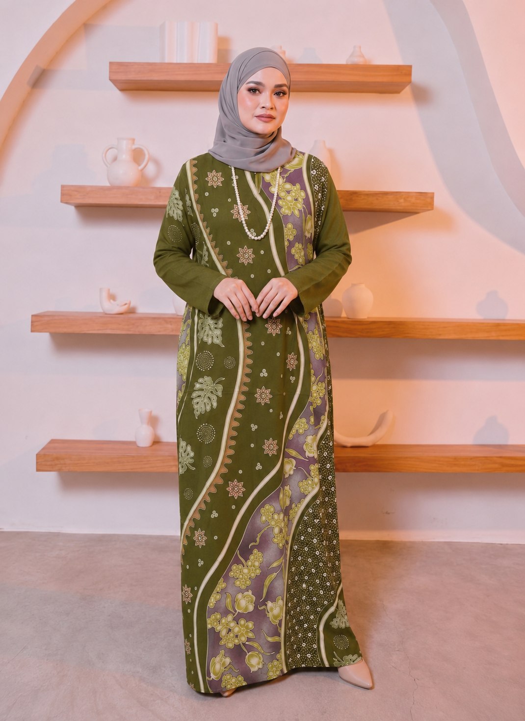 KAFTAN PANJANG A5107 ( OLIVE GREEN)